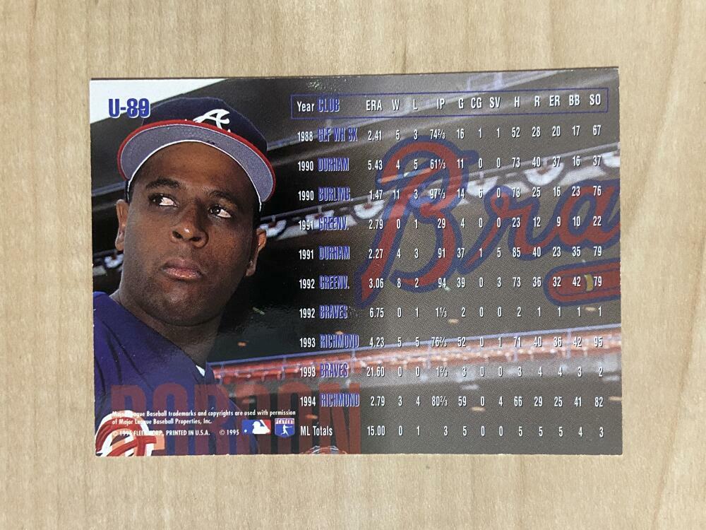 PEDRO BORBON ATLANTA BRAVES SIGNED AUTOGRAPHED 1995 FLEER CARD #U-89 W/COA