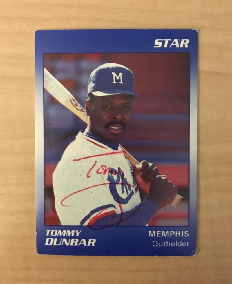 TOMMY DUNBAR MEMPHIS CHICKS SIGNED DECEASED 1990 STAR CARD #9 W/COA