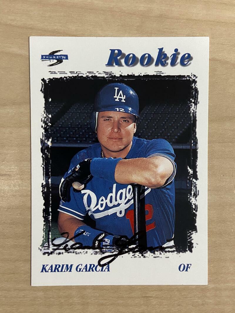 KARIM GARCIA LOS ANGELES DODGERS SIGNED AUTOGRAPHED 1996 SCORE CARD #220 W/COA