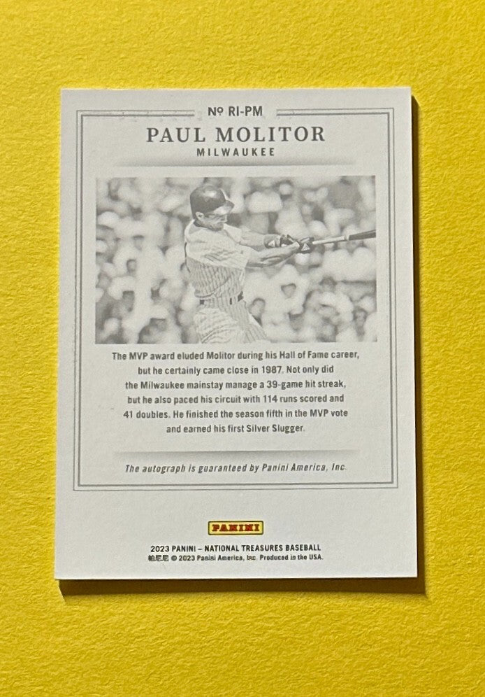 2023 PANINI NATIONAL TREASURES PAUL MOLITOR RETRO INK AUTO /25 #RI-PM MILWAUKEE