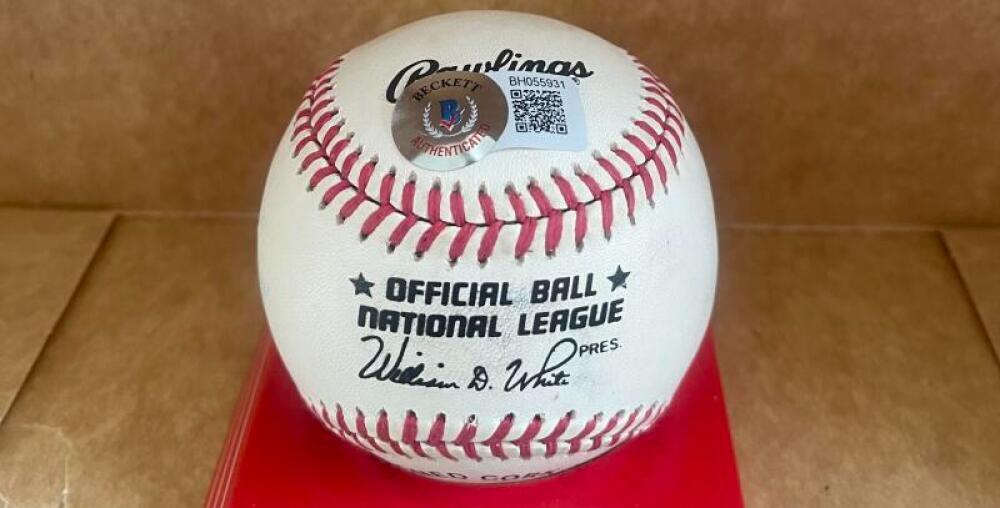 ERIC DAVIS REDS/DODGERS SIGNED AUTOGRAPHED N.L. BASEBALL BECKETT AUTH