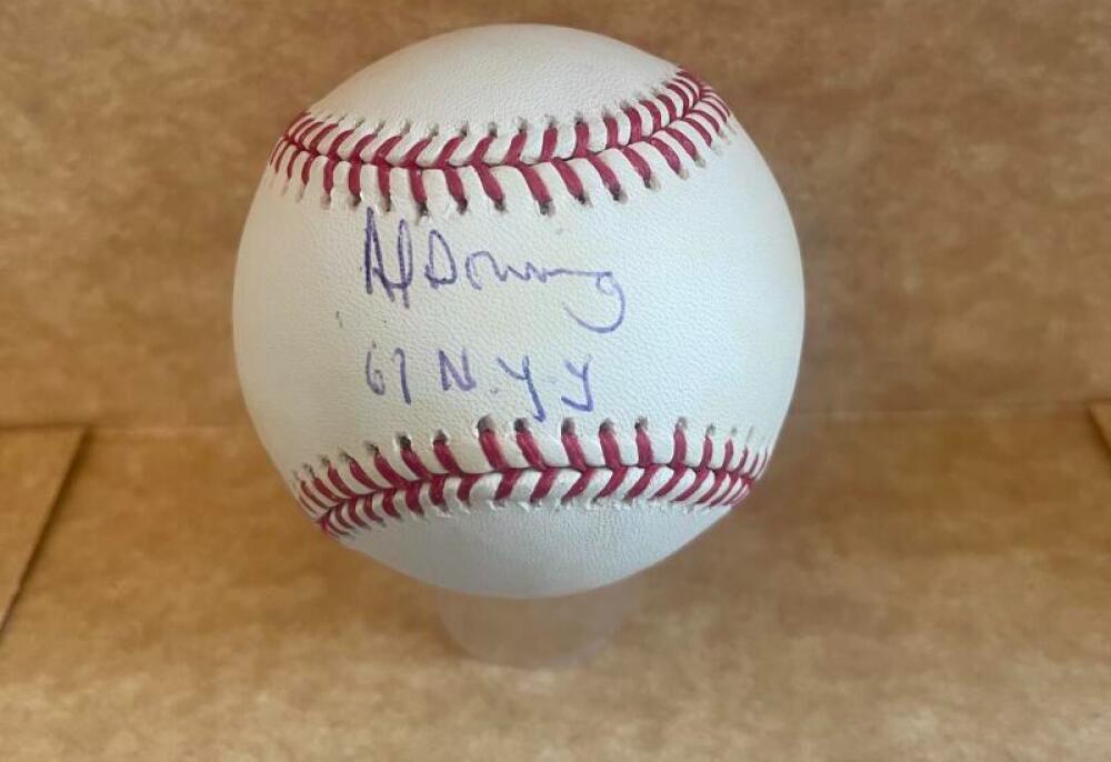 AL DOWNING 61 NYY  SIGNED AUTOGRAPHED M.L. BASEBALL BECKETT AUTH