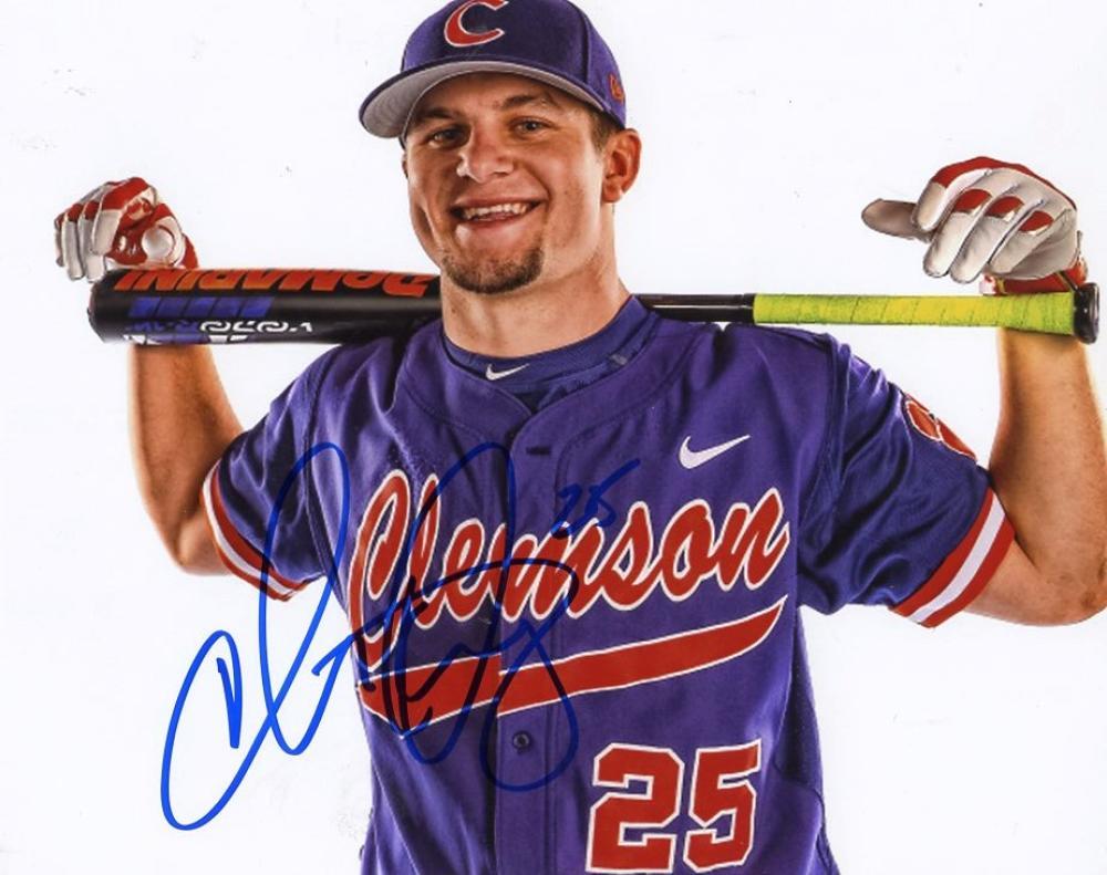 CHRIS OKEY CLEMSON/REDS SIGNED AUTOGRAPHED 8X10 PHOTO W/COA