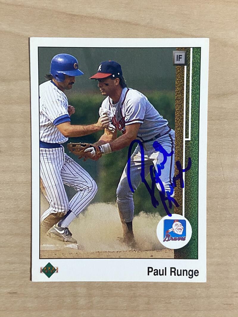 PAUL RUNGE ATLANTA BRAVES SIGNED AUTOGRAPHED 1989 UPPER DECK CARD #55 W/COA