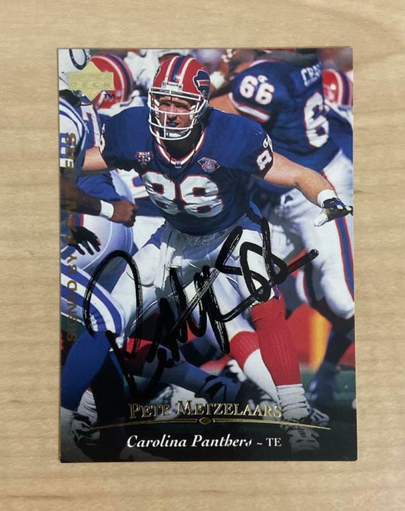 PETE METZELAARS BUFFALO BILLS SIGNED AUTOGRAPHED 1995 UPPER DECK CARD #300 W/COA