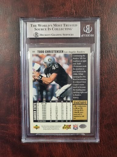 1997 UPPER DECK LEGENDS TODD CHRISTENSEN AUTOGRAPH SIGNED #100 CARD BECKETT