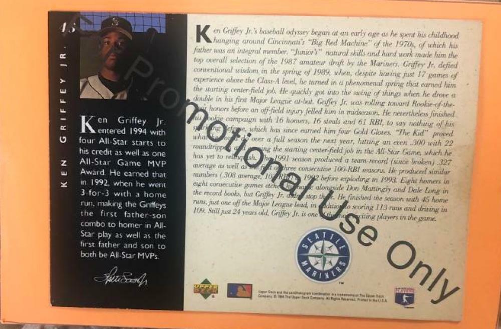 1994 UPPER DECK KEN GRIFFEY JR. PROMOTIONAL ONLY SLIGHT FOLD OVERSIZED