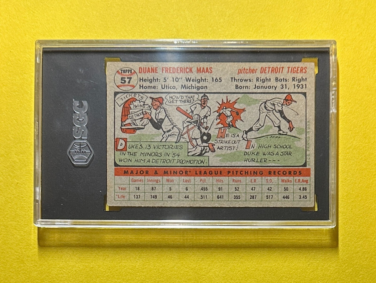 1956 TOPPS "DUKE" MASS #57 SGC AUTHENTIC TIGERS COLOR ADDED