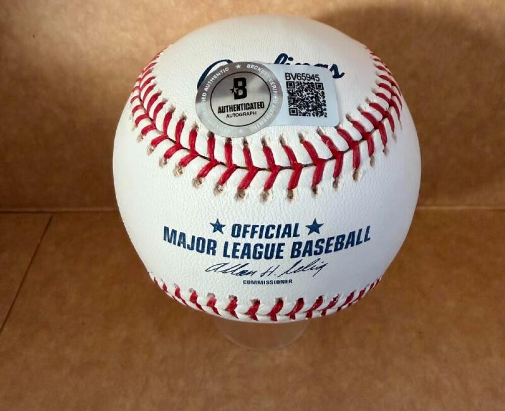 MAURY WILLS DODGERS 3X WS CHAMPS SIGNED AUTO M.L. BASEBALL BECKETT AUTH
