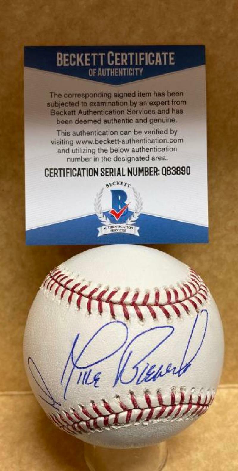 MIKE BIELECKI BRAVES/PIRATES/INDIANS SIGNED AUTO M.L. BASEBALL BECKETT Q63890
