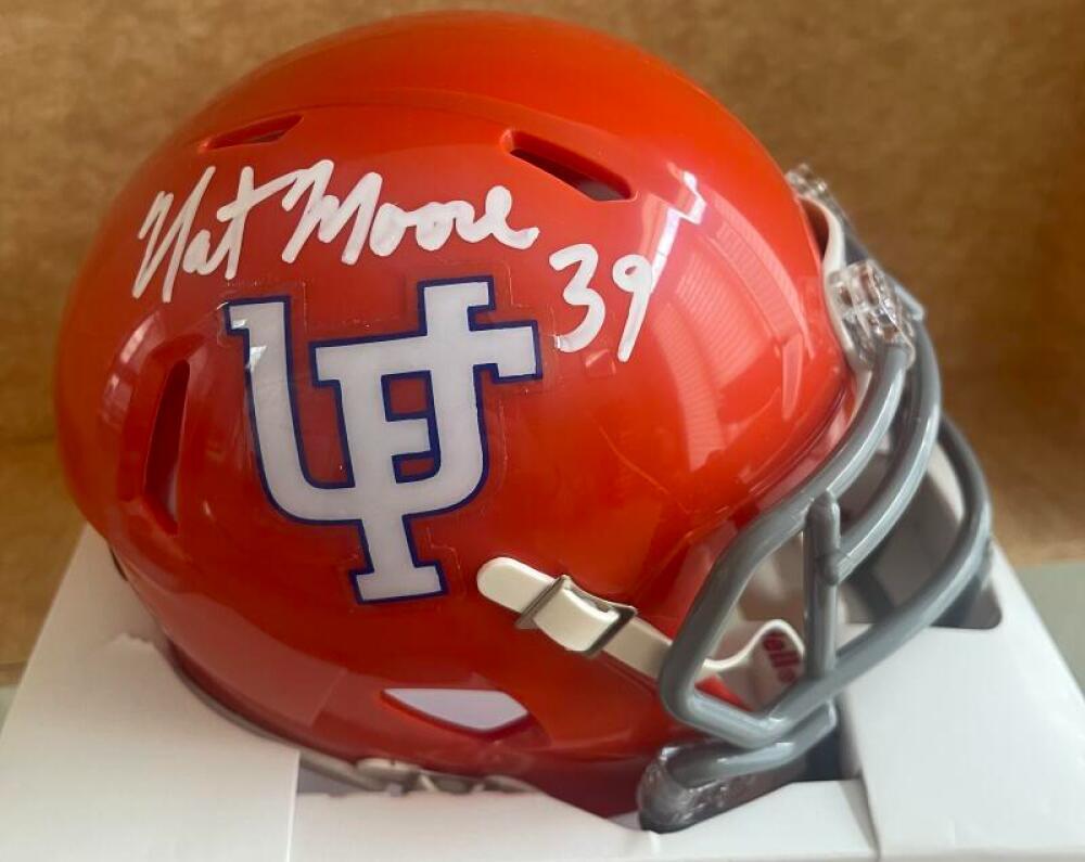 NAT MOORE FLORIDA GATORS SIGNED AUTO MINI HELMET  BECKETT AUTH