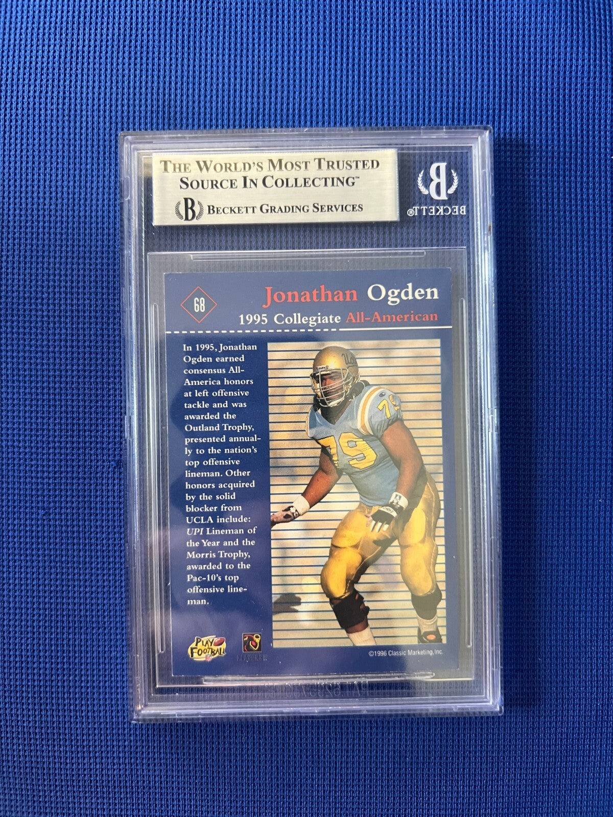 1996 CLASSICS NFL ROOKIES JONATHAN OGDEN SIGNED AUTOGRAPHED #68 BECKETT