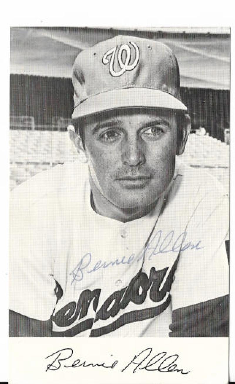 BERNIE ALLEN WASHINGTON SENATORS SIGNED AUTOGRAPHED 3X5 PHOTO CARD W/COA 