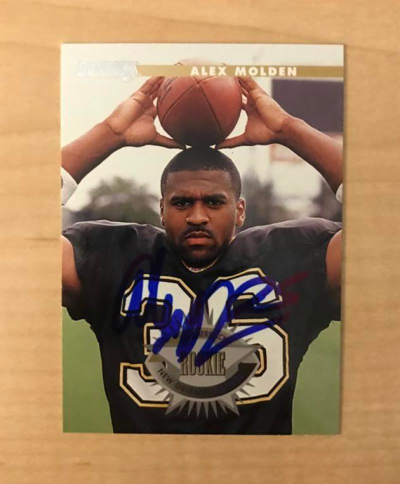 ALEX MOLDEN NEW ORLEANS SAINTS SIGNED AUTOGRAPHED 1996 DONRUSS CARD #210 W/COA