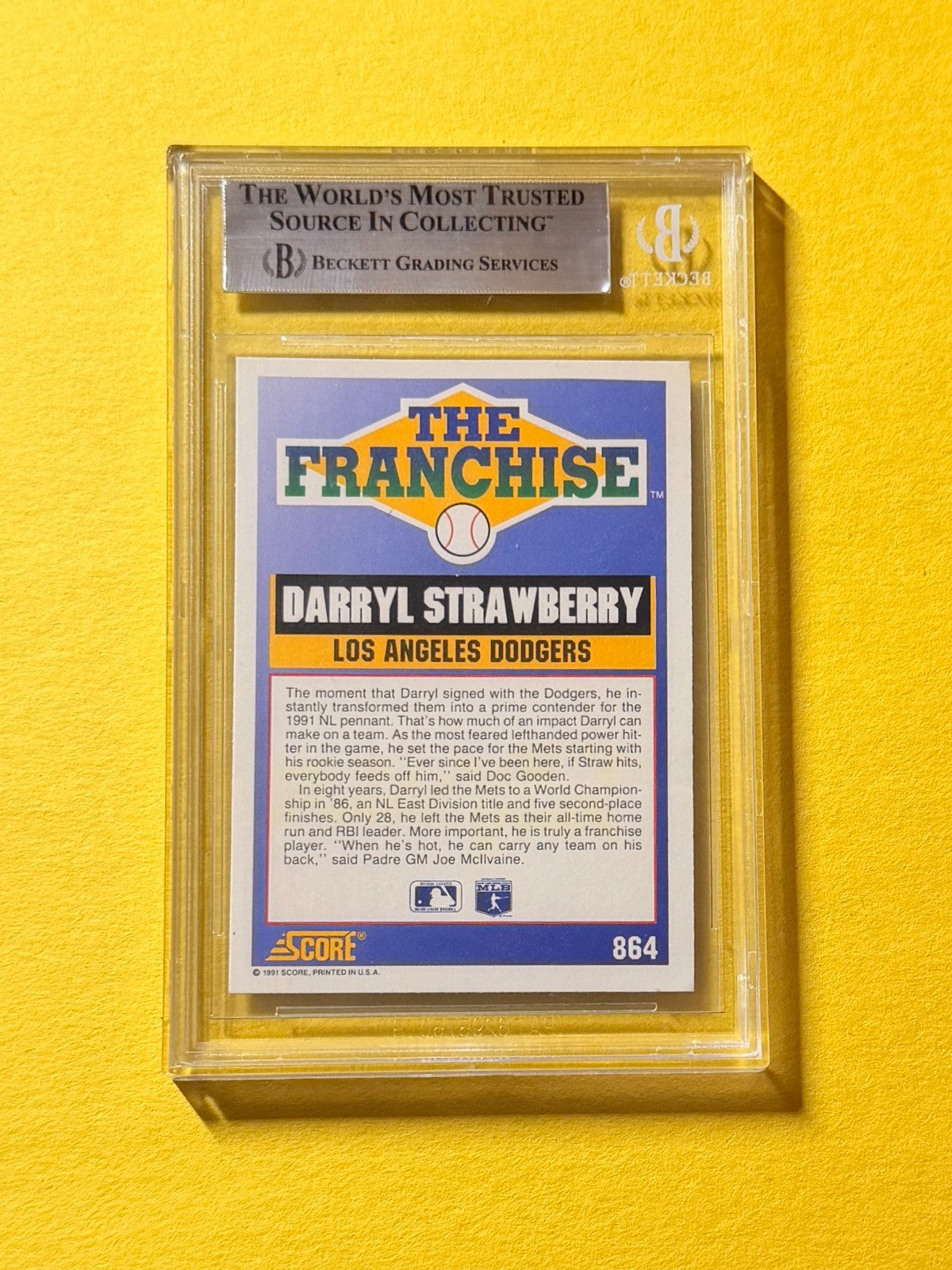 1991 SCORE DARRYL STRAWBERRY FRANCHISE #864 SIGNED AUTO CARD BECKETT AUTHENTIC