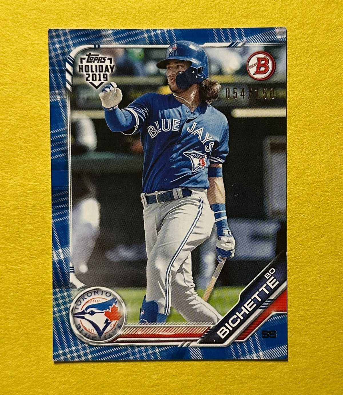 2019 TOPPS HOLIDAY BO BICHETTE BOWMAN BLUE /150 #TH-BB BLUE JAYS