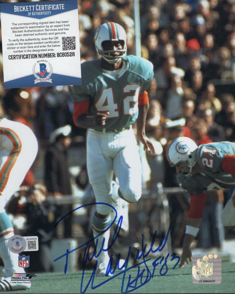 PAUL WARFIELD MIAMI DOLPHINS HOF 83 SIGNED 8X10 PHOTO BECKET BC60528
