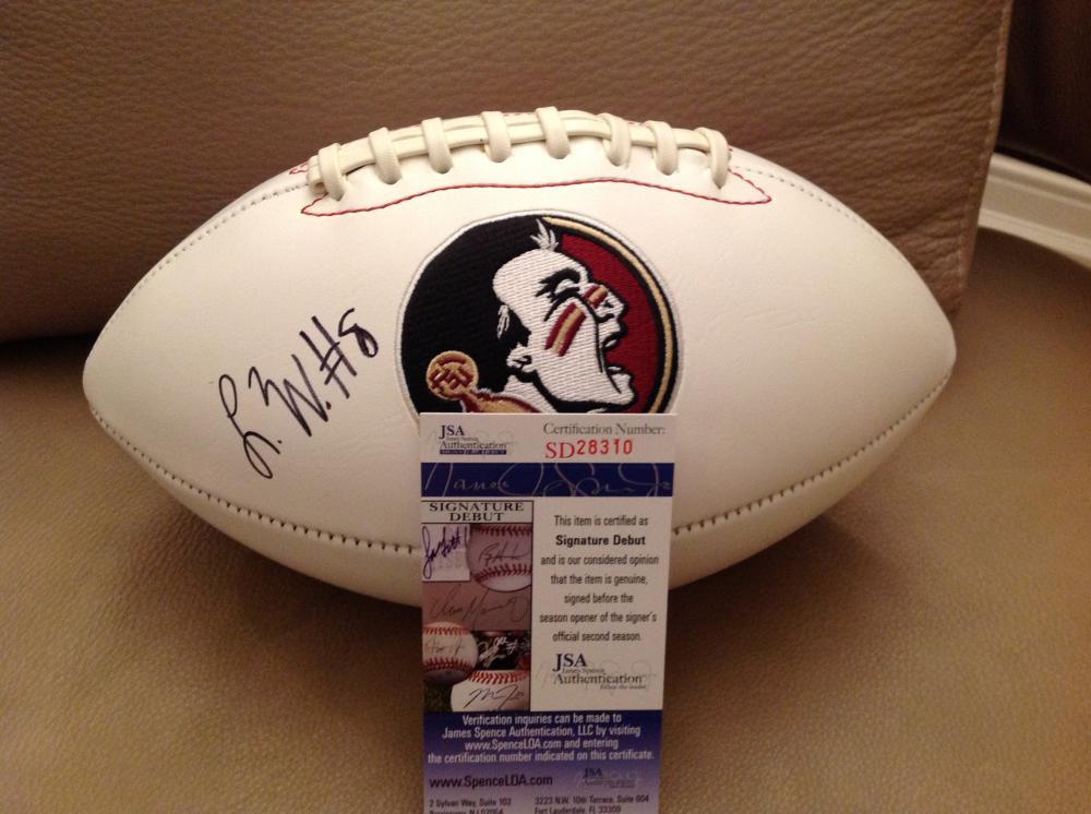 KERMIT  WHITFIELD  #8  FLORIDA STATE SEMINOLES SIGNED LOGO FOOTBALL JSA COA