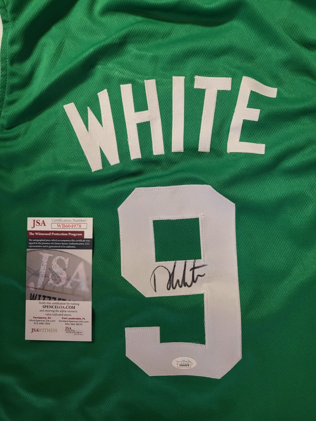 DERRICK WHITE #9 BOSTON CELTICS SIGNED AUTOGRAPH CUSTOM JERSEY SZ XL JSA AUTH *
