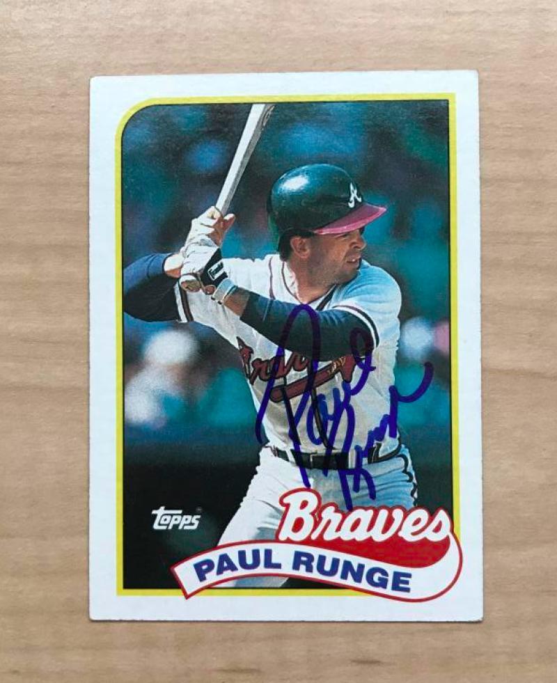 PAUL RUNGE ATLANTA BRAVES SIGNED AUTOGRAPHED 1989 TOPPS CARD #38 W/COA