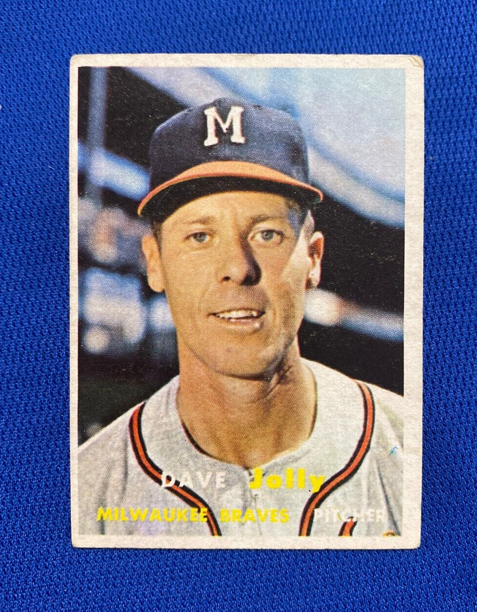 1957 TOPPS DAVE JOLLY MILWAUKEE BRAVES #389 CARD VINTAGE SET-BREAK