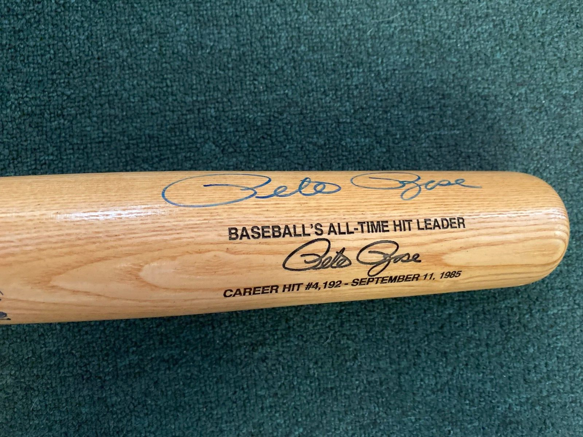 PETE ROSE ALL TIME HIT LEADER SIGNED AUTO LV SLUGGER ENGRAVED BAT BECKETT BAS