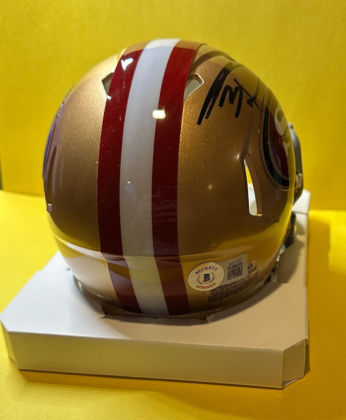 DONTE WHITNER 49ERS SIGNED AUTOGRAPHED SPEED GOLD MINI HELMET BECKETT