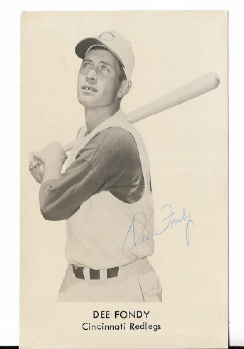 DEE FONDY CINCINNATI REDLEGS SIGNED AUTOGRAPHED 3X5 POST CARD W/COA 