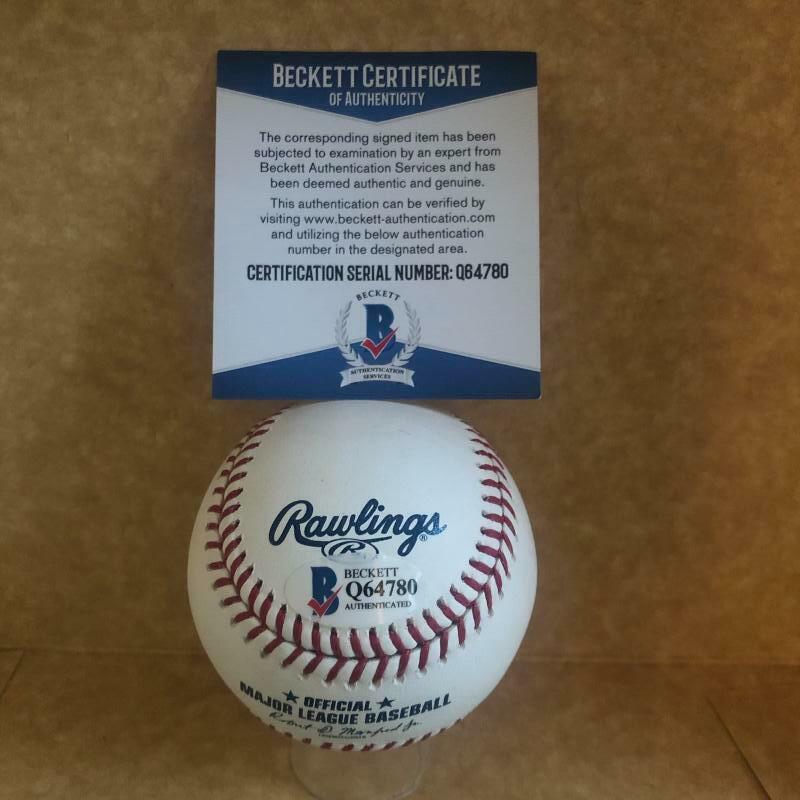 TREY HARRIS ATLANTA BRAVES SIGNED AUTOGRAPHED M.L. BASEBALL BECKETT Q64780