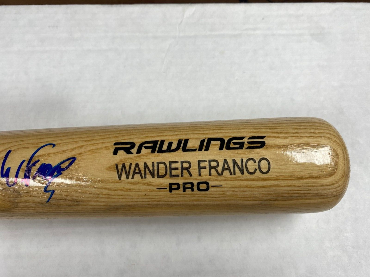 WANDER FRANCO TB RAYS SIGNED AUTOGRAPHED RAWLINGS ENGRAVED BLONDE BAT BECKETT