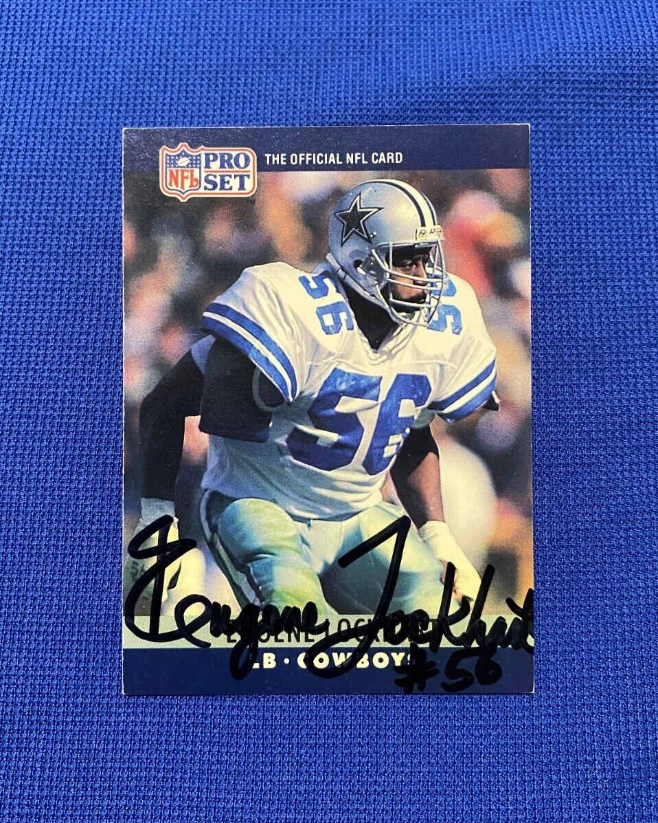 1990 PRO SET EUGENE LOCKHART DALLAS COWBOYS SIGNED AUTOGRAPHED CARD #82 W/COA