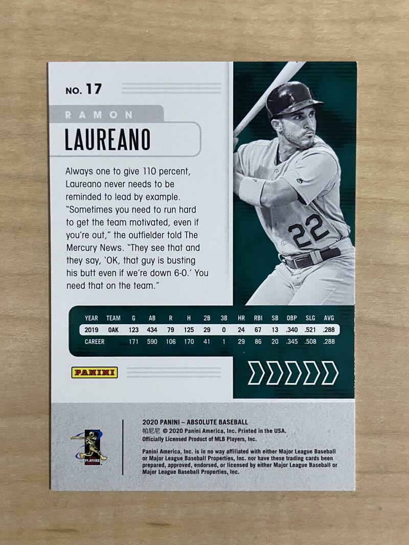 RAMON LAUREANO OAKLAND ATHLETICS 2020 ABSOLUTE 60/99 CARD #17