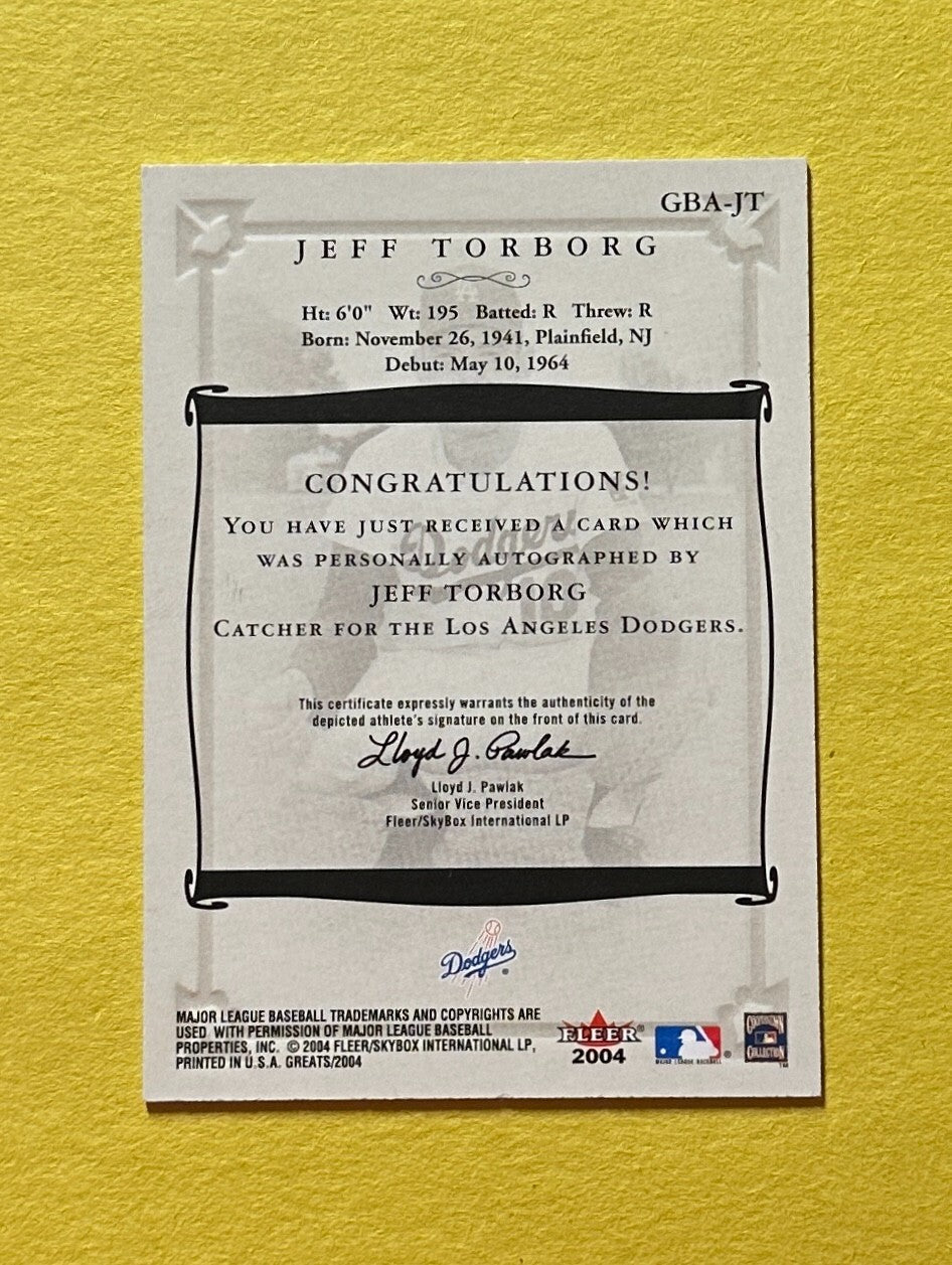 2004 FLEER GREAT JEFF TORBORG AUTO #GBA-JT DODGERS