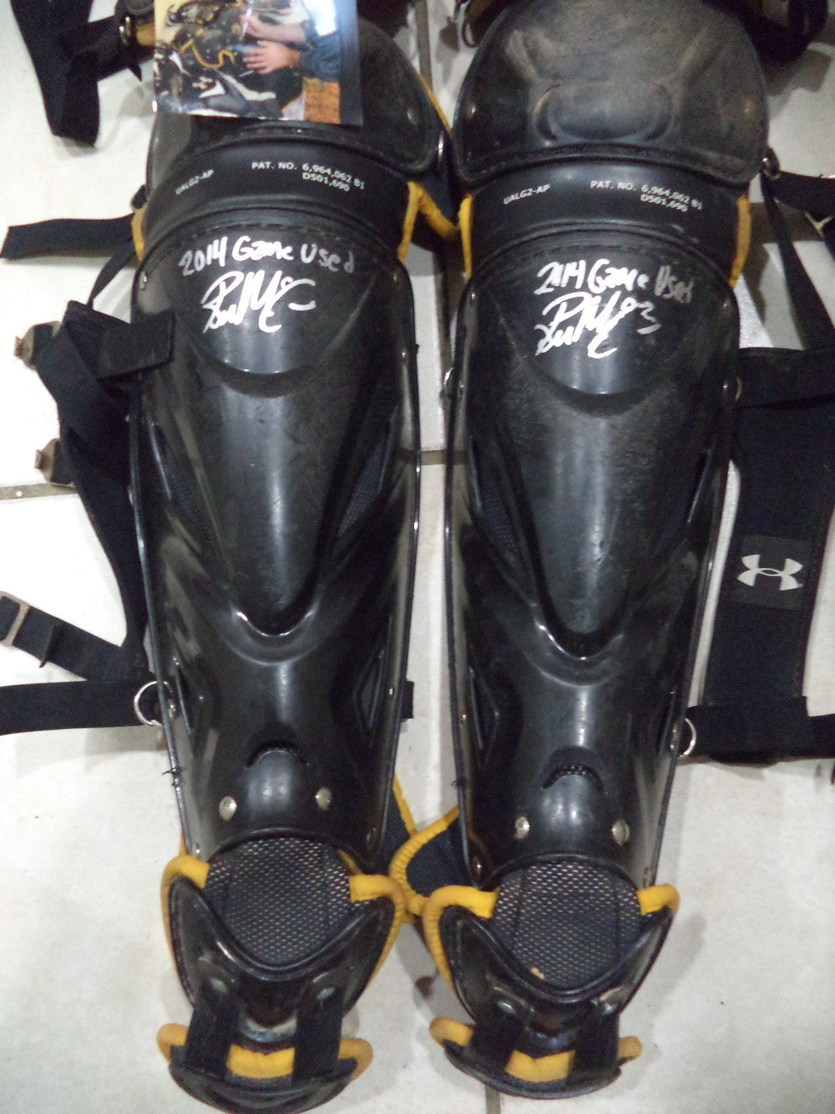 REESE MCGUIRE PIRATES SIGNED GAME USED CHEST PROTECTOR & SHIN GUARDS COA PROOF 