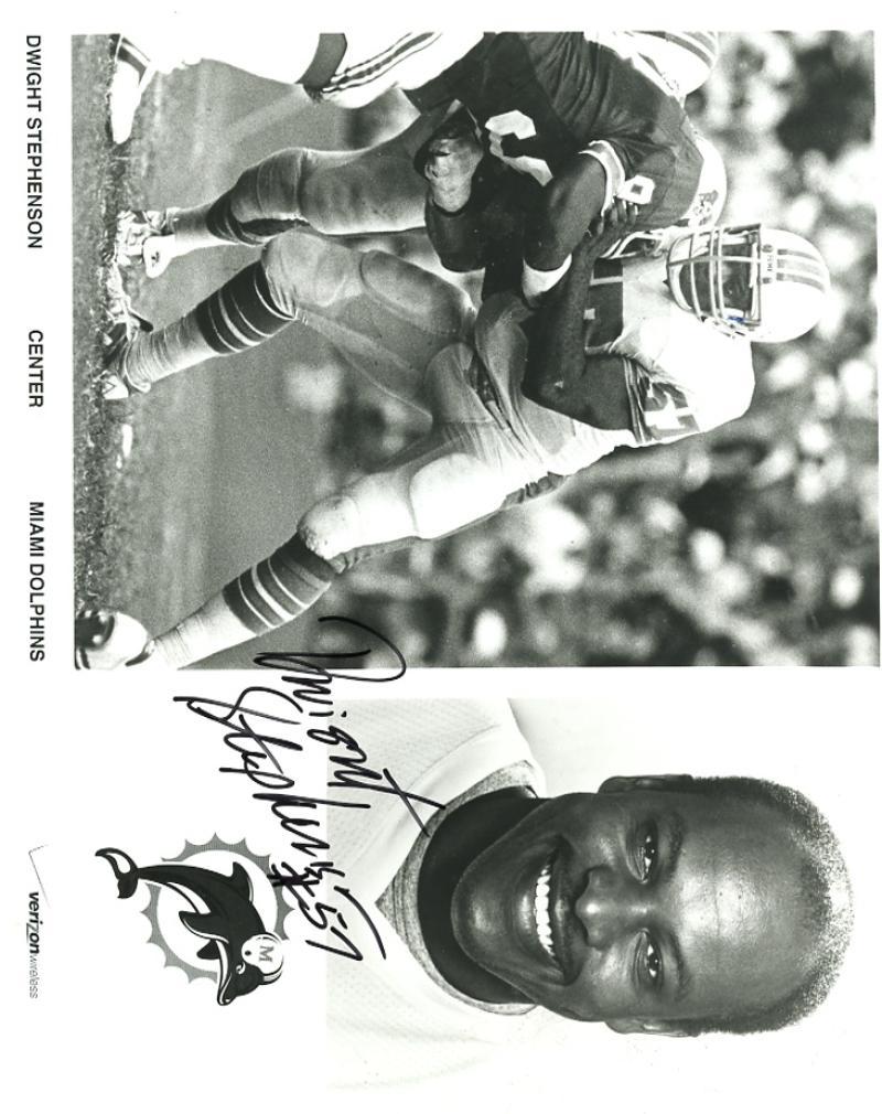 DWIGHT STEPHENSON  MIAMI DOLPHINS SIGNED VERIZON PROMO  8X10 PHOTO 