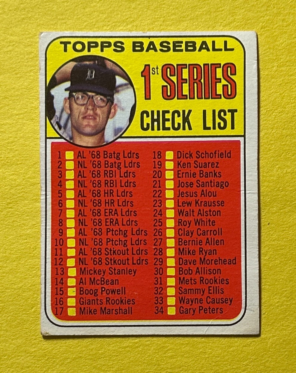 1969 TOPPS 1ST SERIES CHECK LIST #57