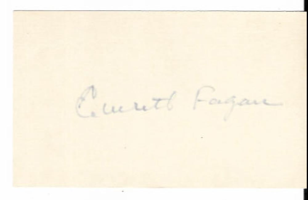 EVERETT FAGAN DEBUT 1943 PHILADELPHIA A'S SIGNED 3X5 CARD W/COA 