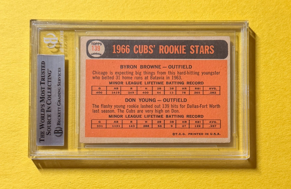 1966 TOPPS BYRON BROWNE #139 SIGNED AUTO CARD BECKETT AUTHENTIC CUBS