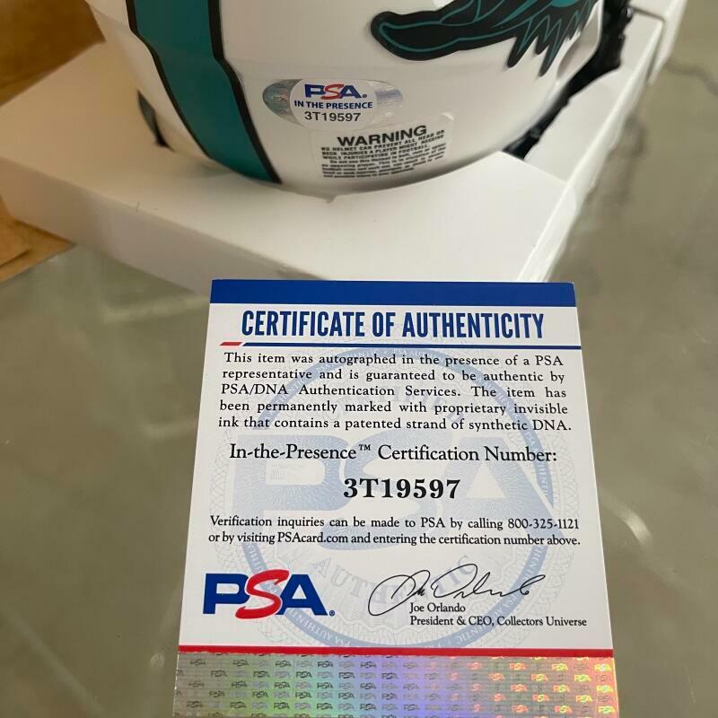 JEROME BAKER MIAMI DOLPHINS SIGNED AUTOGRAPHED LUNAR MINI HELMET PSA