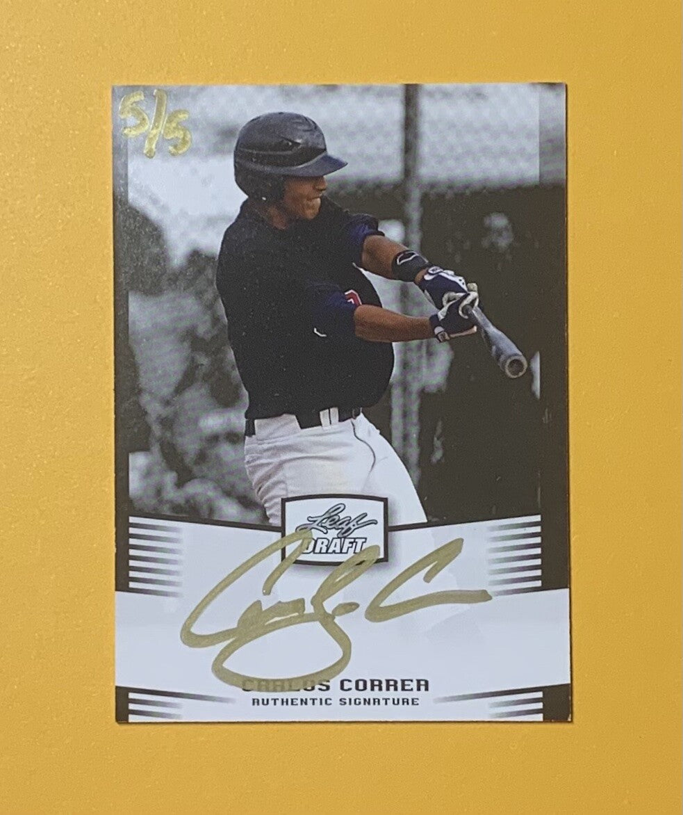 2012 LEAF DRAFT CARLOS CORREA ROOKIE GOLD AUTO PLAYER EDITION /5 ASTROS 