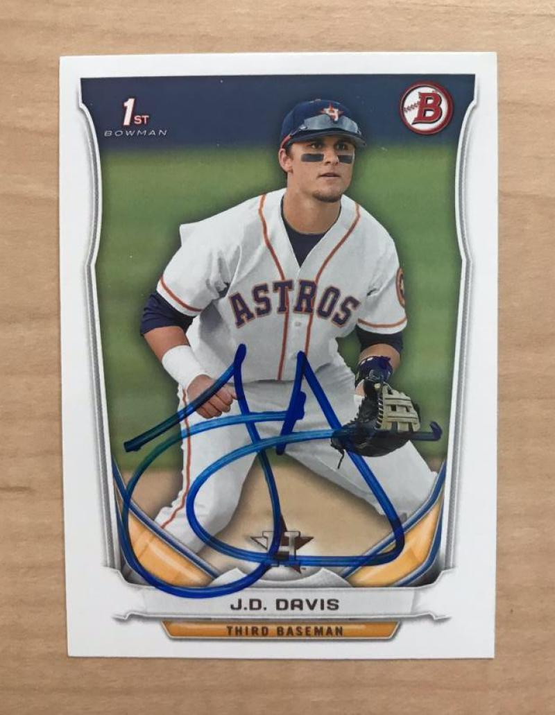 J.D. DAVIS HOUSTON ASTROS SIGNED AUTOGRAPHED 2014 BOWMAN CARD #DP81 W/COA
