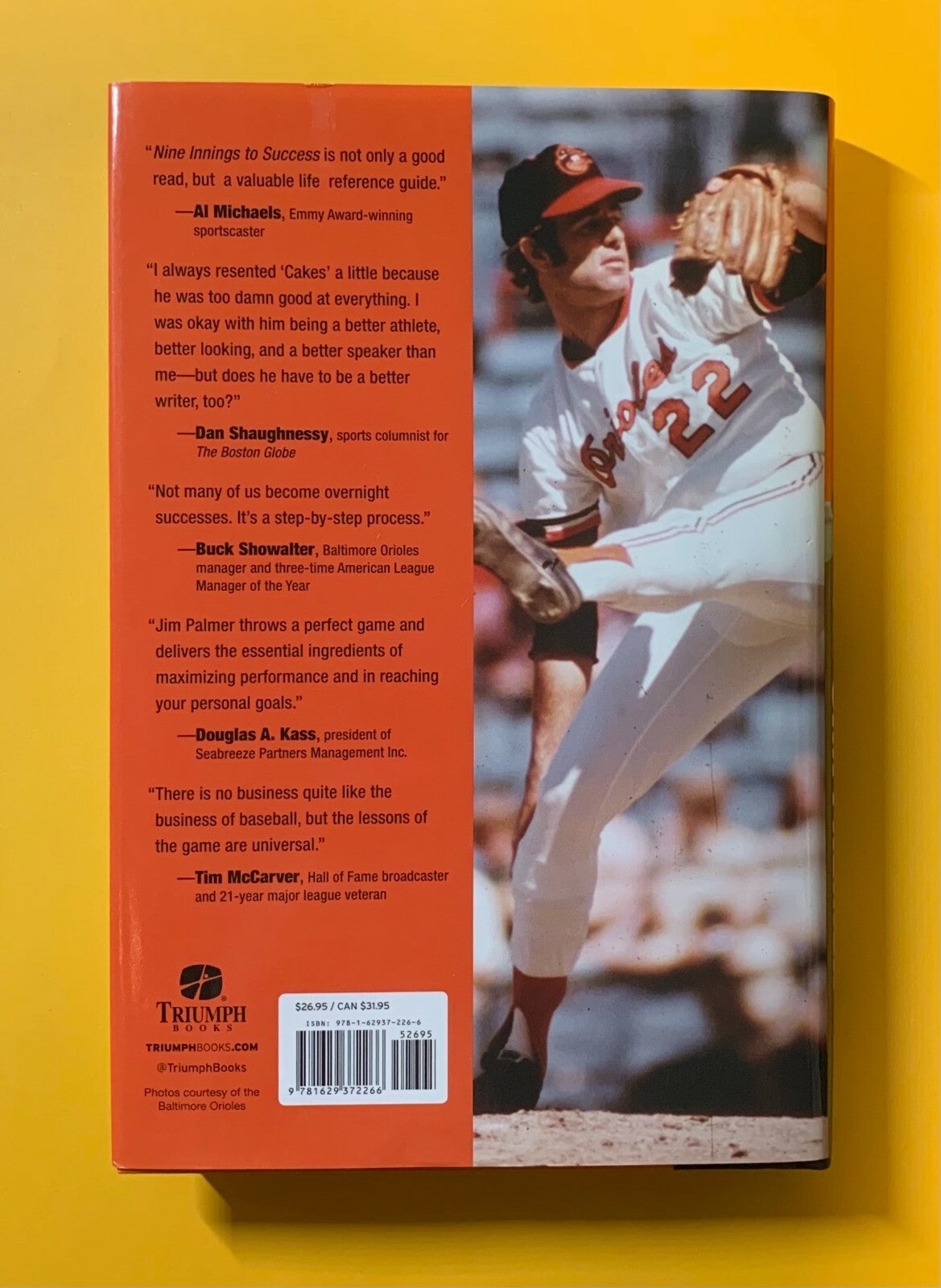 JIM PALMER SIGNED BOOK NINE INNINGS TO SUCCESS W/ COA ORIOLES HOF
