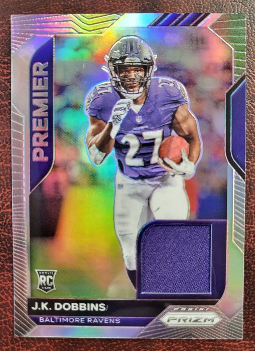 2020 PANINI PRIZM J.K. DOBBINS RAVENS ROOKIE RC JERSEY RELIC CARD #5