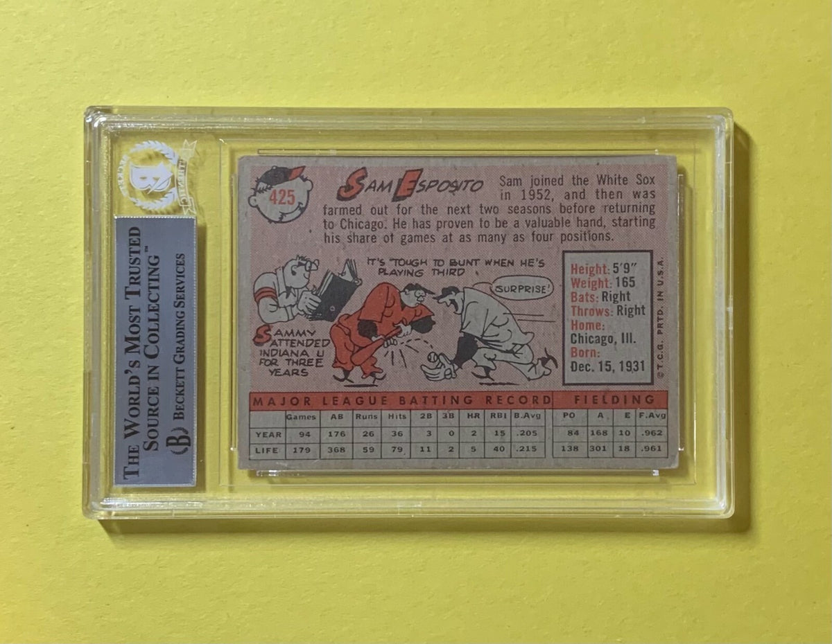 1958 TOPPS SAM ESPOSITO #425 AUTHENTIC AUTO BECKETT CERTIFIED