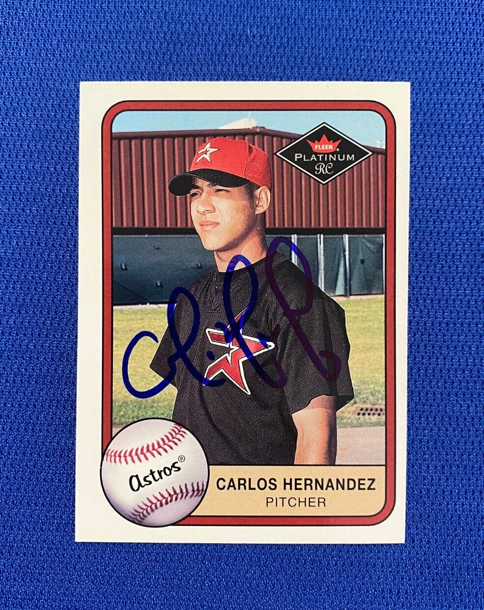 2001 FLEER PLATINUM CARLOS HERNANDEZ ASTROS SIGNED AUTO AUTOGRAPH CARD #343 COA