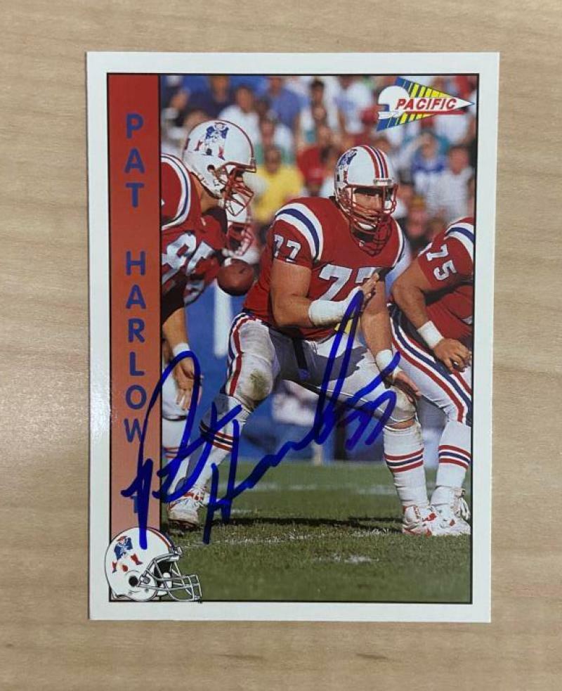 PAT HARLOW NEW ENGLAND PATRIOTS SIGNED AUTOGRAPHED 1992 PACIFIC CARD #194 W/COA