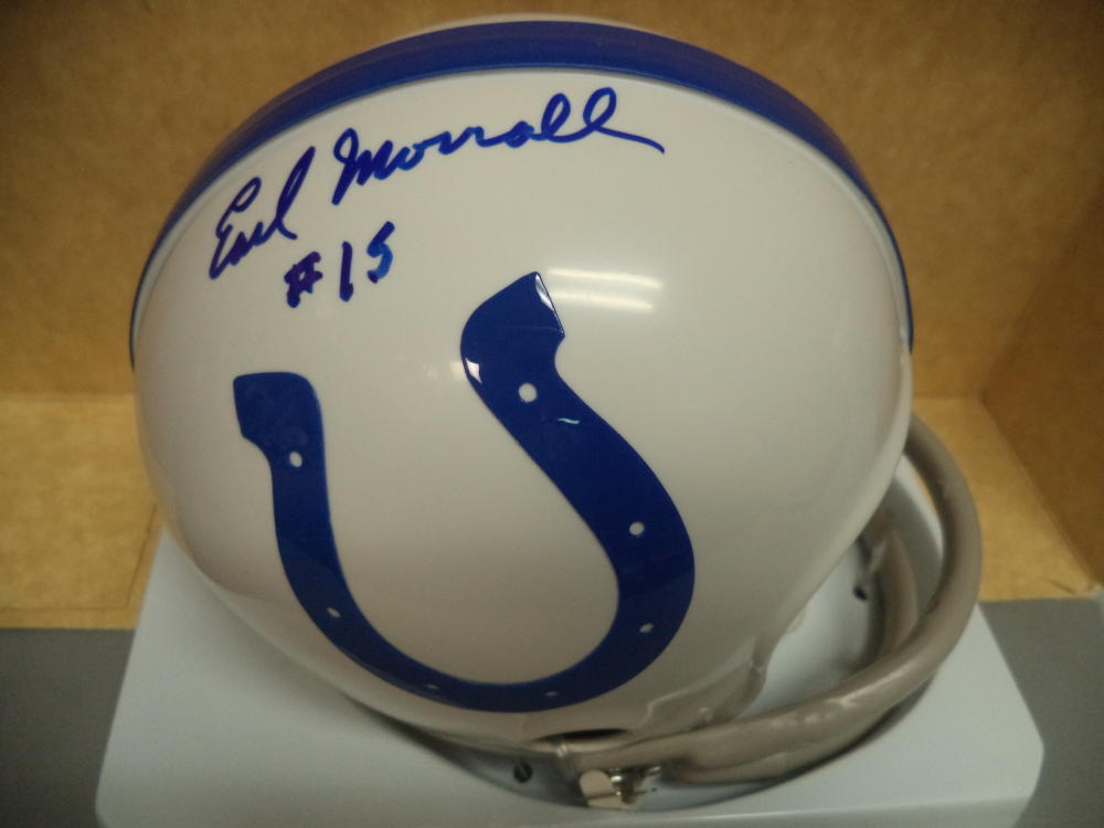 EARL MORRALL BALTIMORE COLTS 2 BAR SIGNED AUTOGRAPHED RIDDELL MINI HELMET COA 