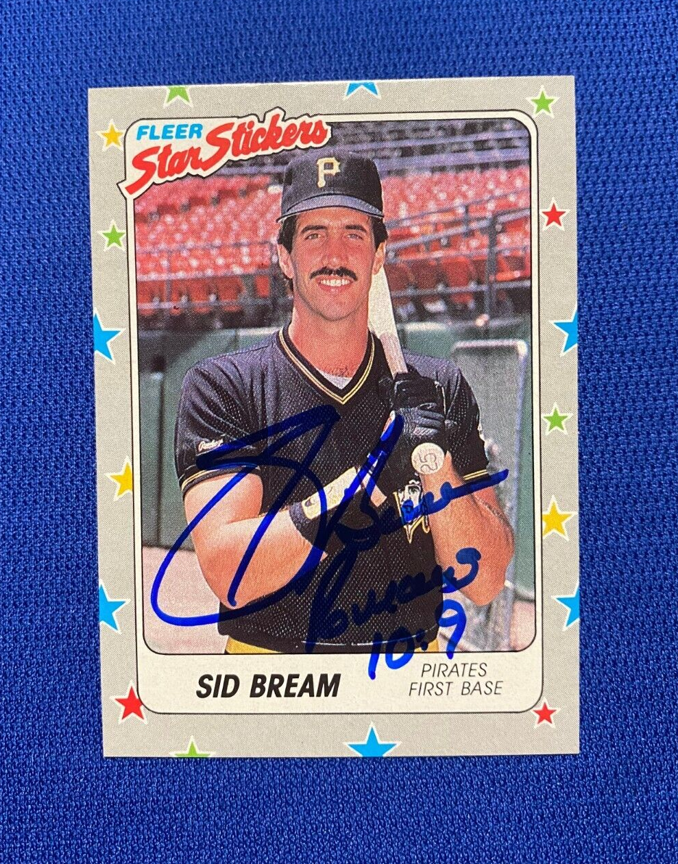 1988 FLEER SID BREAM PITTSBURGH PIRATES SIGNED AUTOGRAPHED #113 CARD W/COA