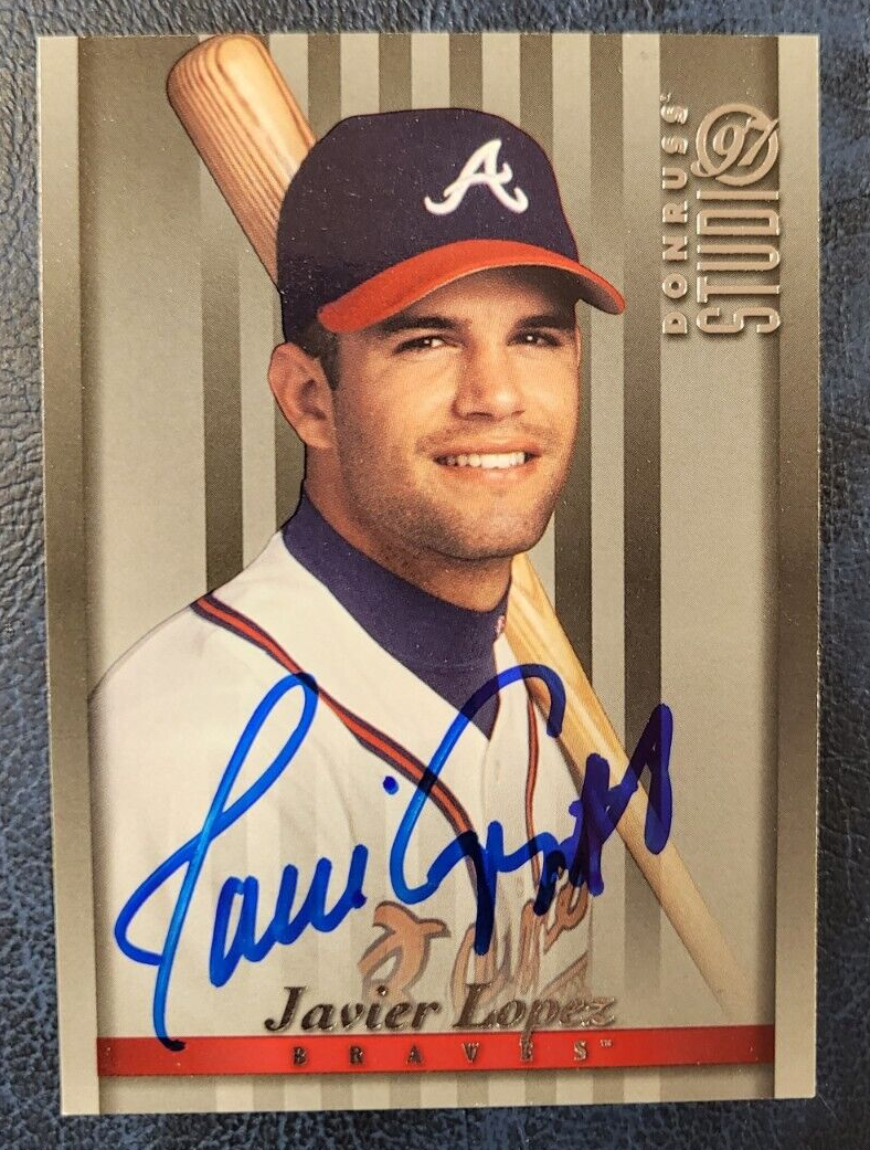 1997 DONRUSS STUDIO JAVY LOPEZ ATLANTA BRAVES SIGNED AUTOGRAPHED CARD #110 W/COA