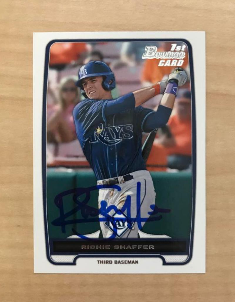 RICHIE SHAFFER TAMPA BAY RAYS SIGNED AUTOGRAPHED 2012 BOWMAN CARD #BDPP30 W/COA